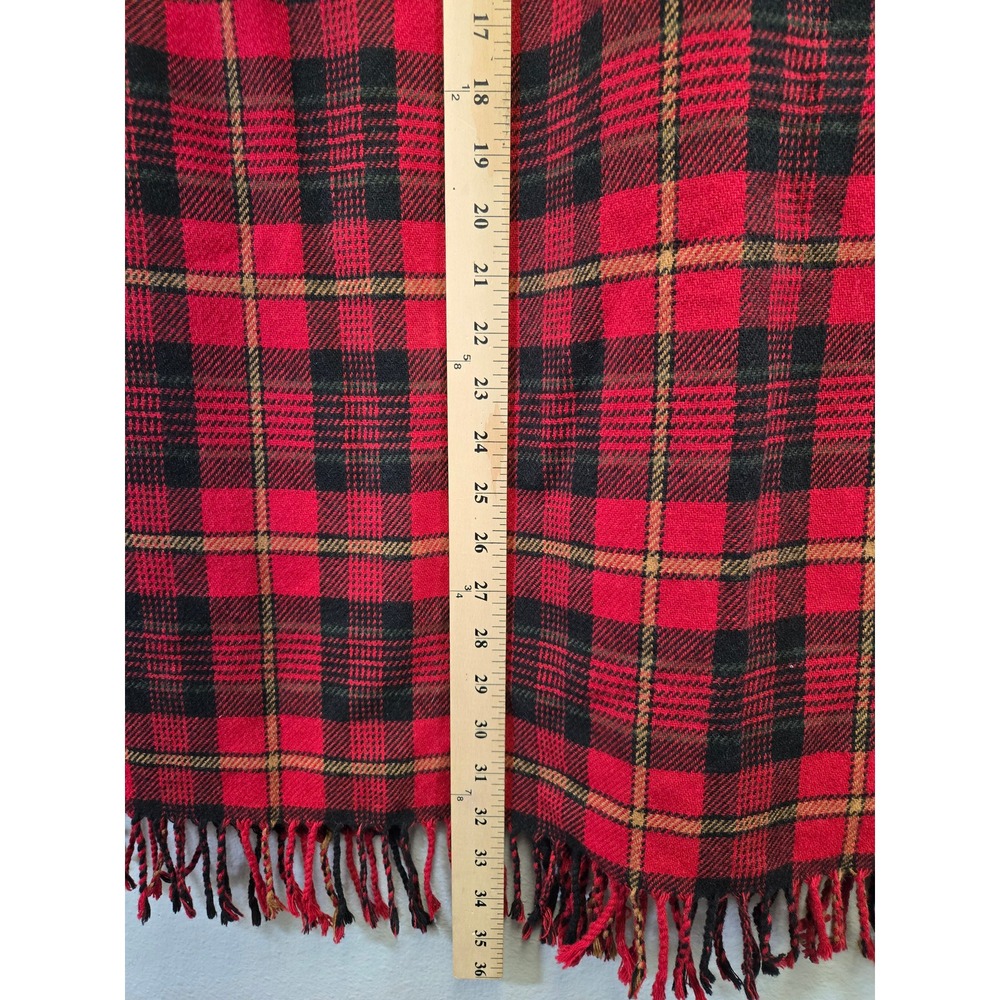 Jaclyn Smith Red Plaid Fringe Wool Blend Maxi Skirt 10 - Picture 5 of 6
